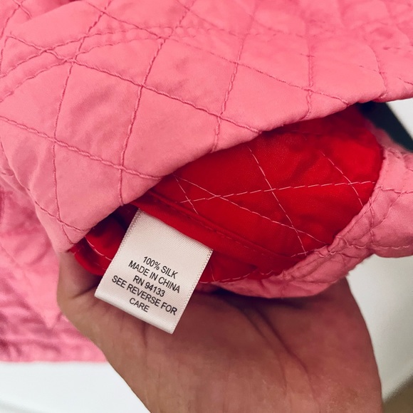 100% Silk Debra deRoo Pink Quilted Jacket Size Small - Picture 7 of 8